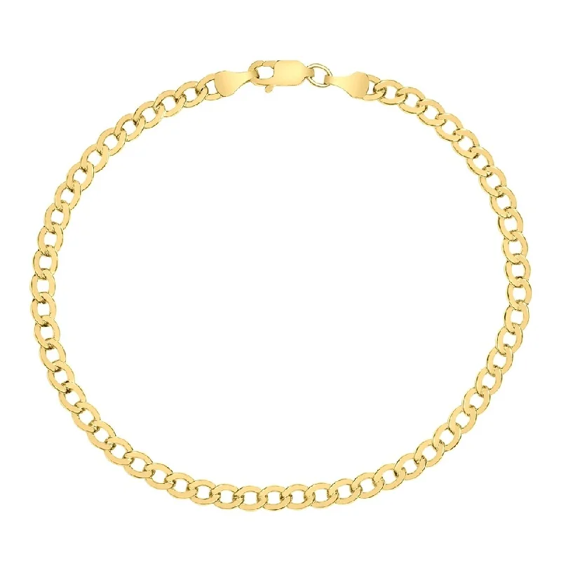 gold bracelet with birthstones-14K Yellow Gold Filled 4.1MM Curb Link Bracelet with Lobster Clasp