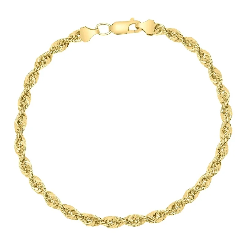 boho style bracelets-14K Yellow Gold Filled 6MM Rope Chain Bracelet with Lobster Clasp