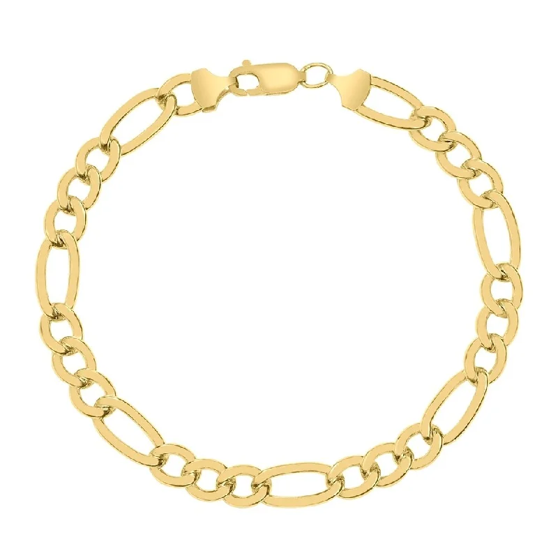 gold bangle bracelets for women-14K Yellow Gold Filled 7.8MM Figaro Bracelet with Lobster Clasp