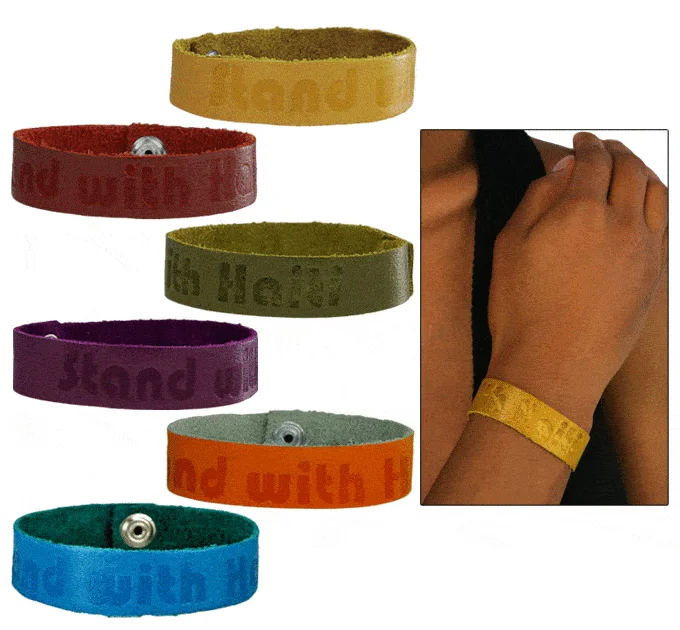 tennis bracelets with diamonds-Recycled Leather Stand With Haiti Bracelet