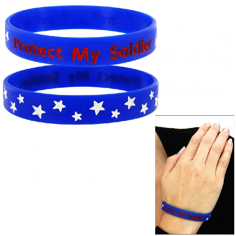 women’s beaded bracelets-Protect My Soldier Silicone Bracelets!