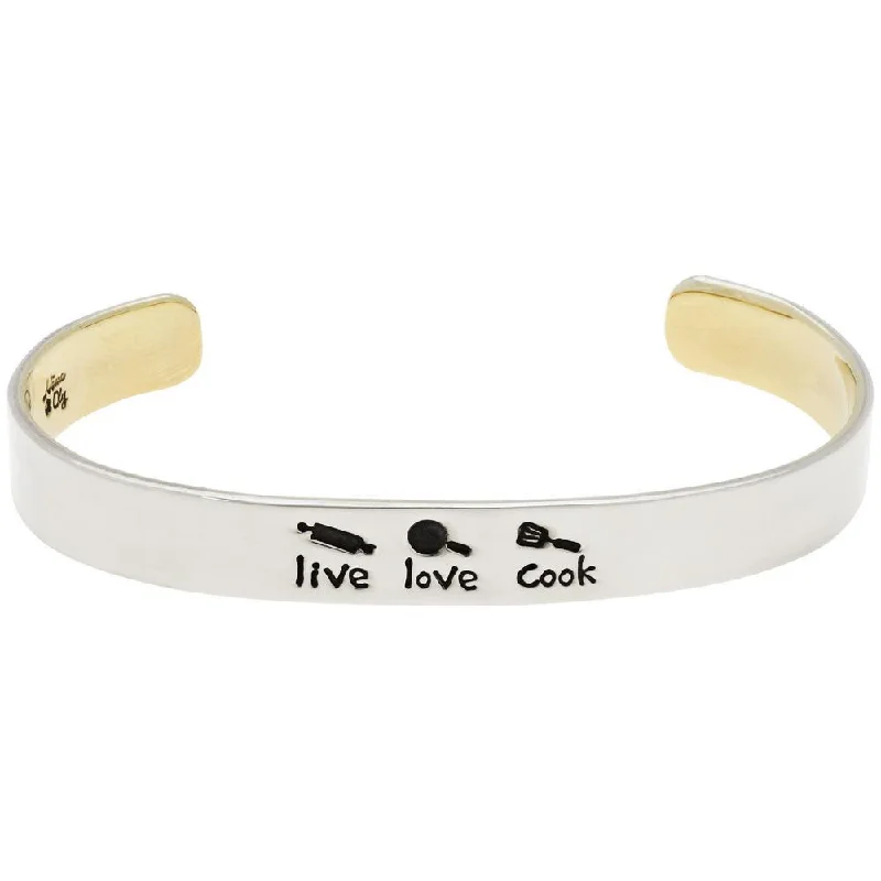 women’s pearl bracelets-Live Love Cook Cuff Bracelet