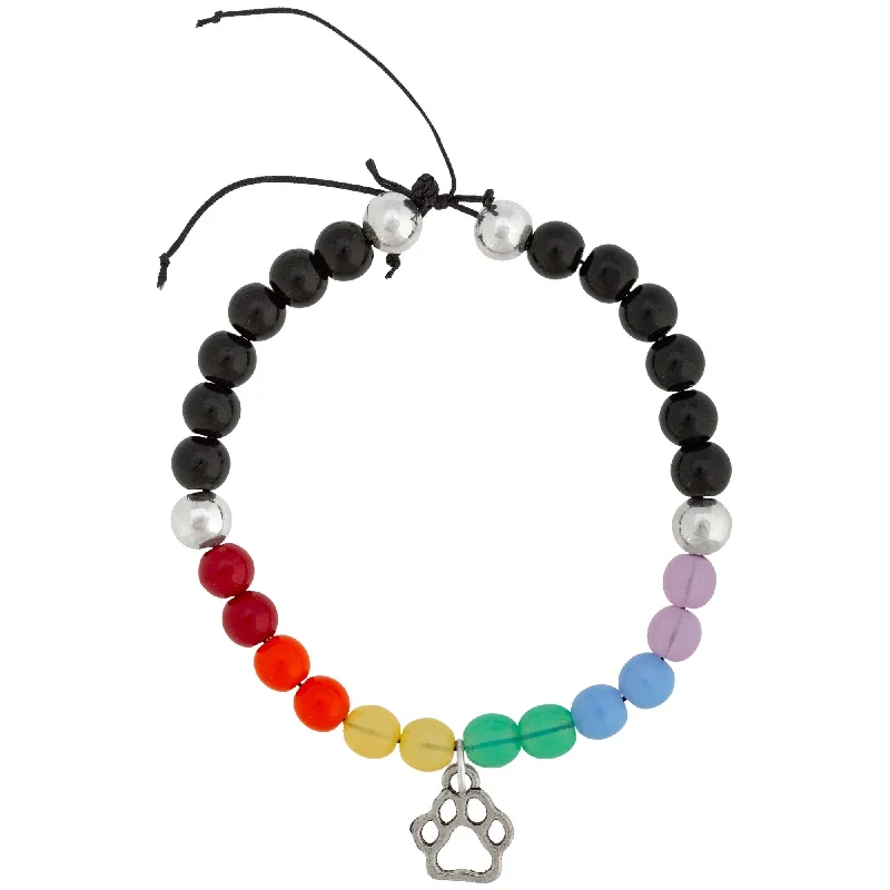 men’s leather wrist bracelets-Rainbow Bridge Paw Adjustable Bracelet!