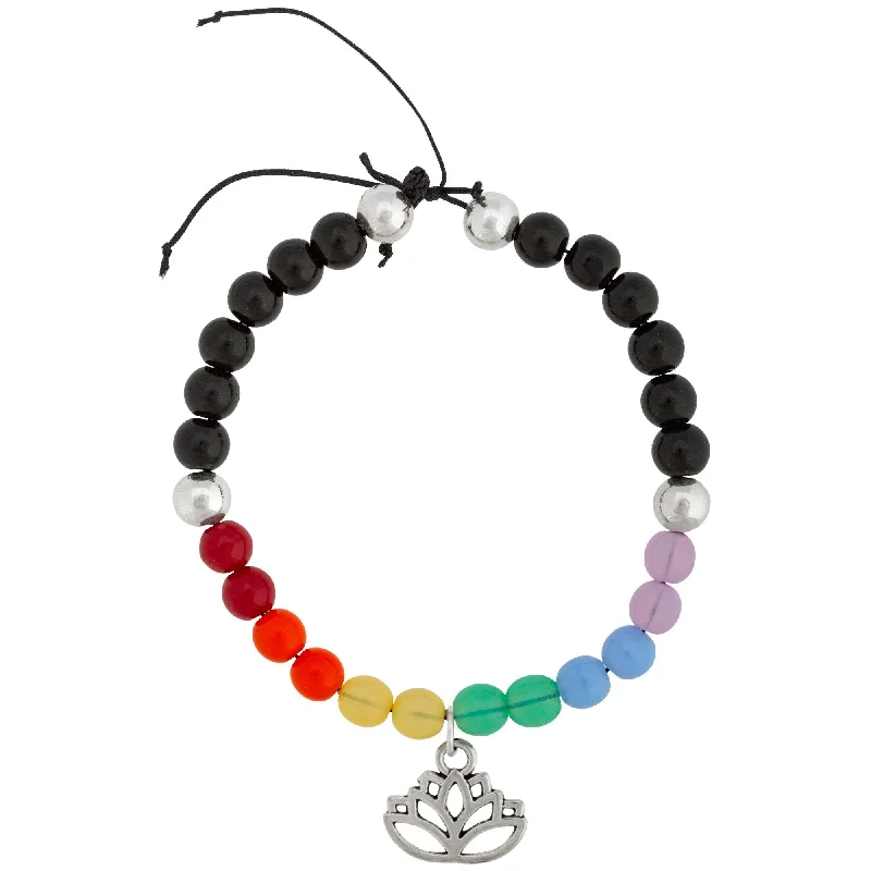 adjustable gold bangles-Rainbow Lotus Adjustable Bracelet!