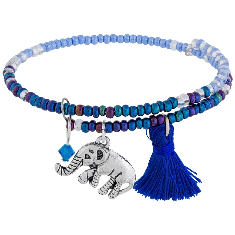 men’s adjustable bracelets-Fair Trade Beaded Blue Elephant Adjustable Bracelet!