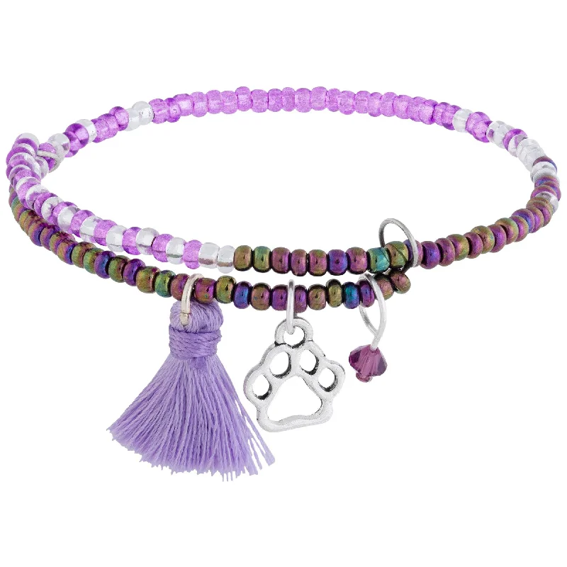 engraved bracelets for women-Fair Trade Beaded Paw Print Adjustable Bracelet!