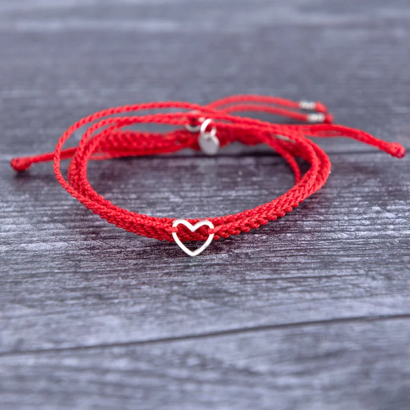 colorful gemstone bracelets-The Red String & Heart Bracelet