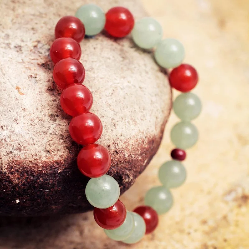 men’s fashion bracelets-Handmade Agate Aventurine 'Forest Sunset' Bracelet (Peru)