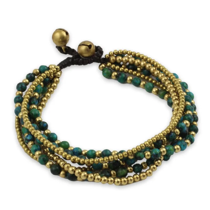 custom made bracelets for women-Handmade Brass 'Evergreen Joy' Serpentine Bracelet (Thailand)