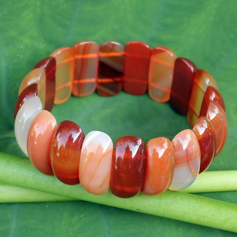 custom made bracelets for women-Handmade Carnelian 'Just Glow' Bracelet (Thailand) - Orange