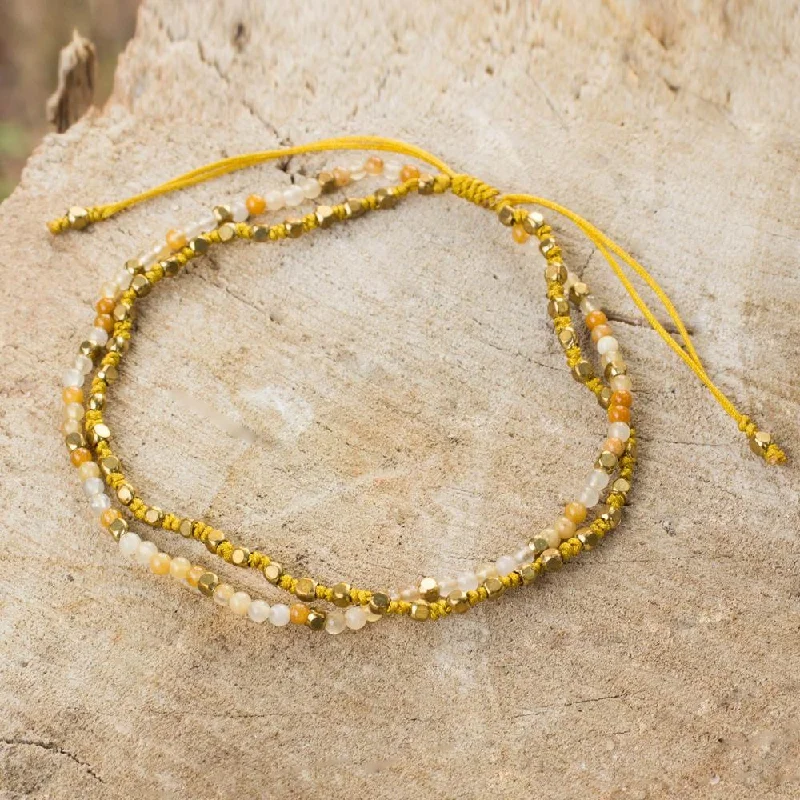 diamond bracelets for women-Handmade Gold Overlay 'Warm Breeze' Jasper Bracelet (Thailand)