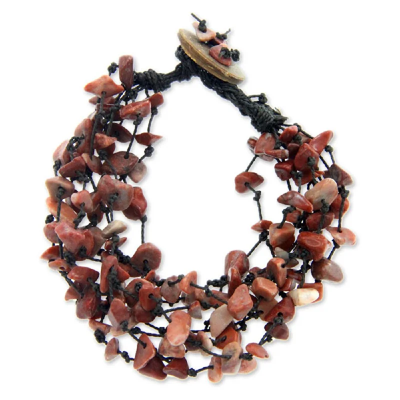 trendy bracelets for women-Handmade Goldstone and Coconut Shell 'Golden Waterfall' Bracelet (Indonesia)