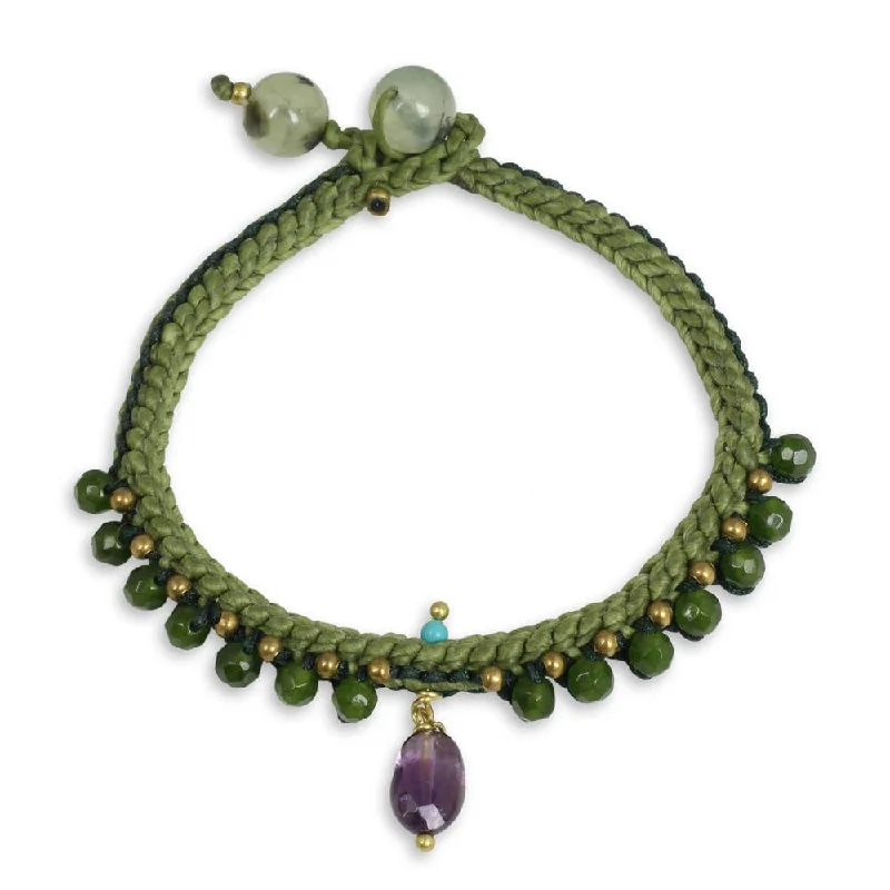 women’s gold bracelet sets-Handmade Quartz Amethyst 'Mae Sa Jungle' Beaded Bracelet (Thailand)