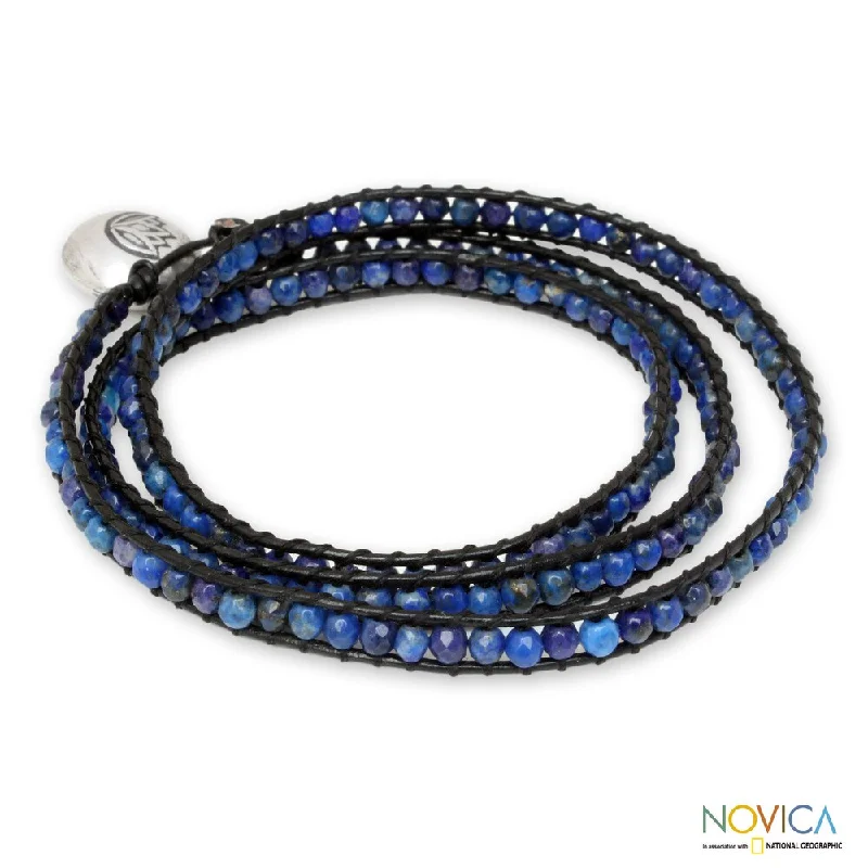 silver braided bracelets-Handmade Silver 'Love's Beauty' Lapis Lazuli Bracelet (Thailand)