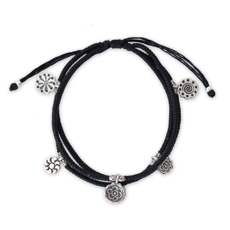 birthstone bracelets for women-Handmade Sterling Silver 'Assorted Blossoms' Bracelet (Thailand)