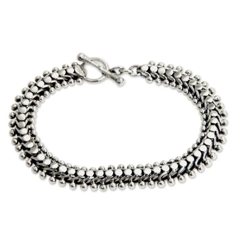 diamond bracelets for women-Handmade Sterling Silver Bracelet (Indonesia)