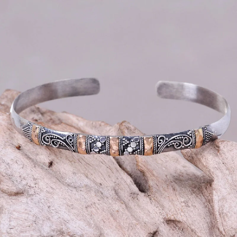 sterling silver cuff bracelets-Handmade Sterling Silver 'Eden in Bali' Bracelet (Indonesia)