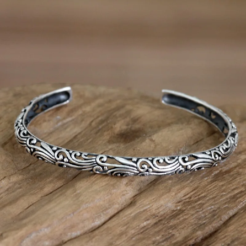 men’s fashion bracelets-Handmade Sterling Silver 'Wildfire' Bracelet (Indonesia)