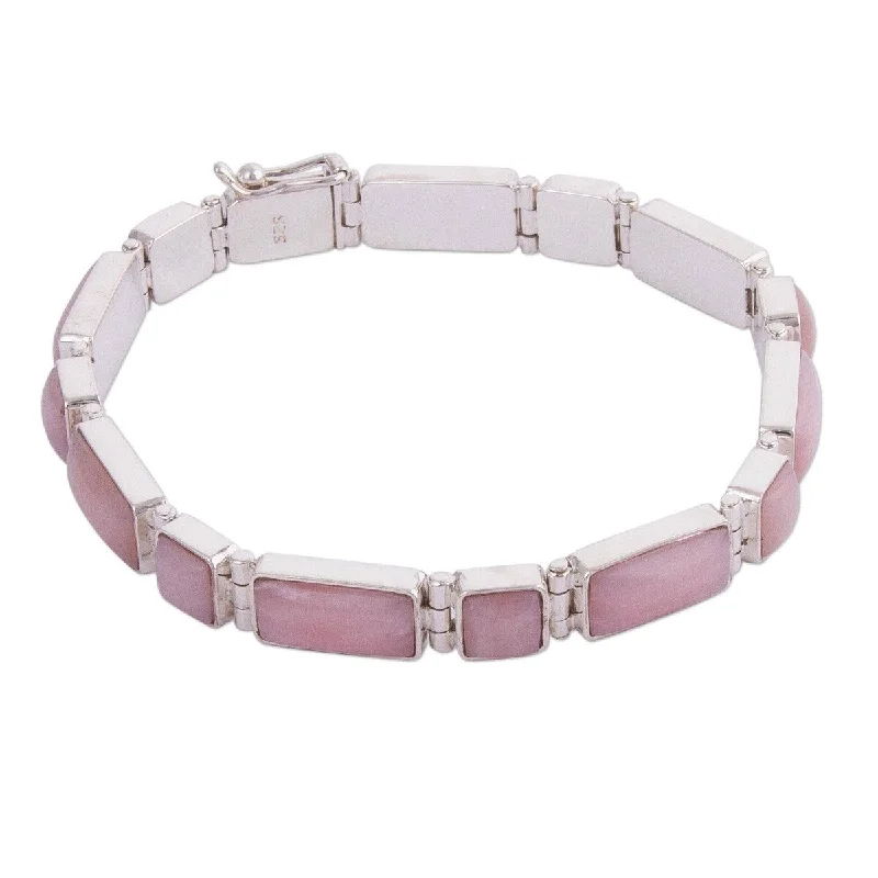 luxury gold bracelets for women-Handmade Sweetheart Rose quartz wristband bracelet (Peru) - 8' x 11' - 8' x 11'