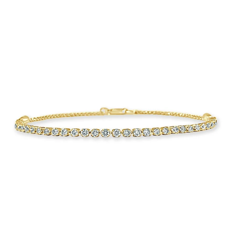 men’s gold cuff bracelets-Joelle Diamond 1ct Line Bracelet 14K Yellow Gold ~ s Diamond Bracelet ~