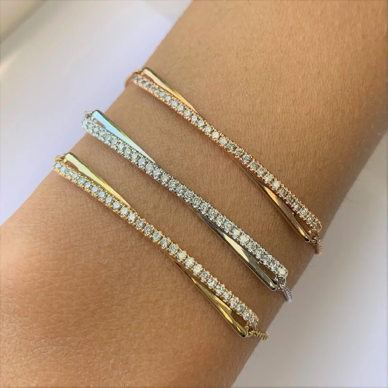 gold bracelet with birthstones-Joelle Diamond Adjustable Bracelet 14K White Gold 1/2 CT TDW