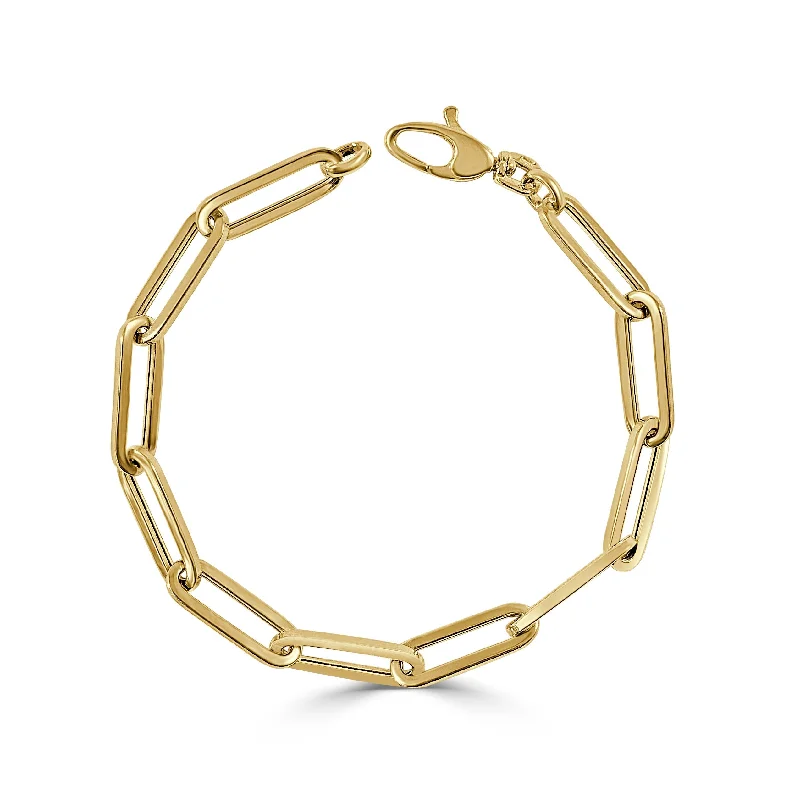 luxury diamond bracelets-Joelle Gold Link Chain Bracelet - 14K Paperclip Link Chain