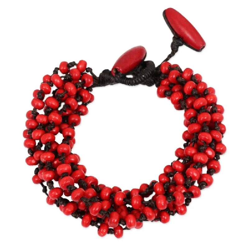 friendship bracelets with beads-Littleleaf Boxwood 'Opulent Red' Bracelet (Thailand)