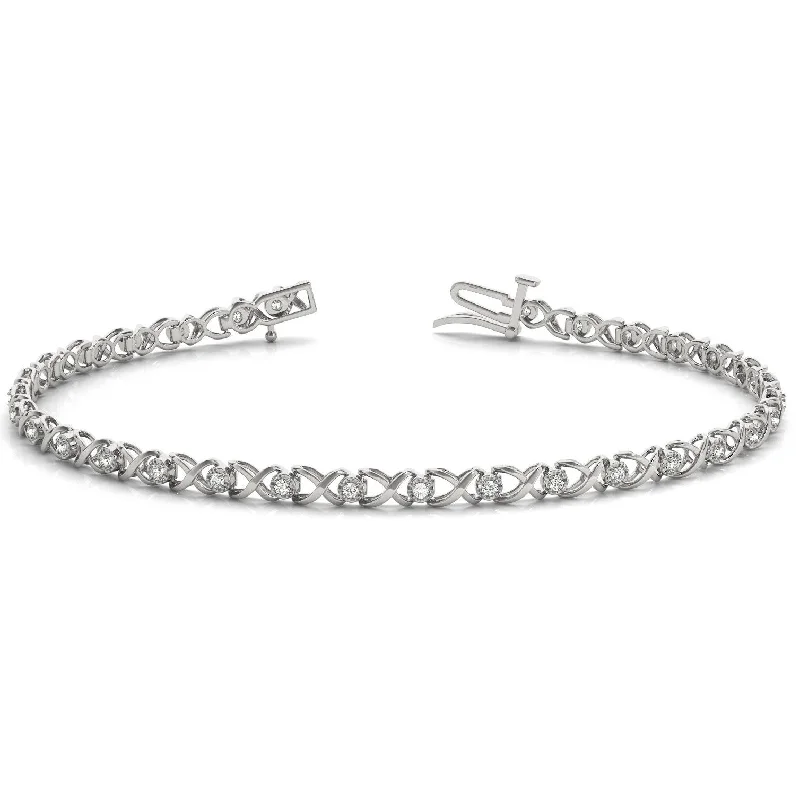 custom engraved gold bracelets-Marquee 1/4 Carat TW XO Diamond Bracelet in 10K White Gold