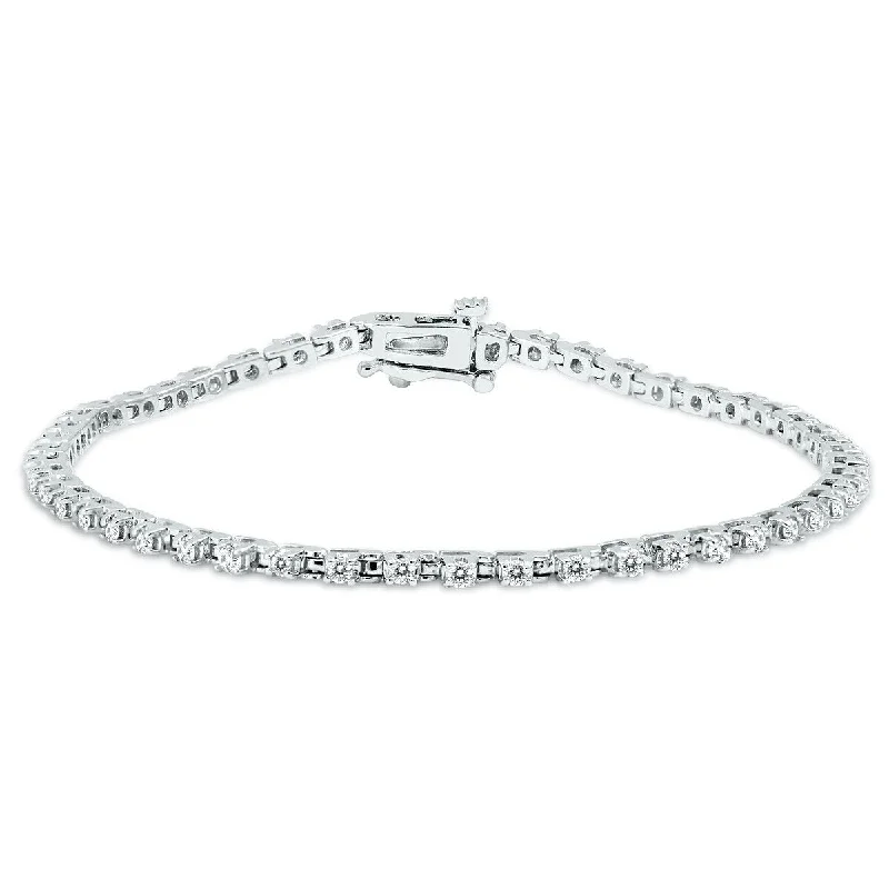 stackable silver bracelets-Marquee 1 Carat TW Diamond Tennis Bracelet in 14K White Gold