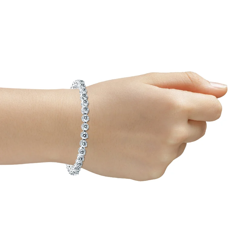 engraved leather bracelets-Marquee 7 Carat TW Classic Diamond Tennis Bracelet in 14K White Gold