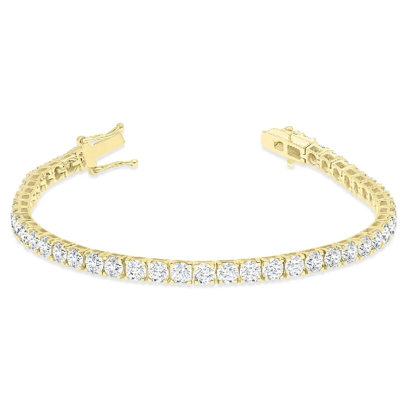 gemstone bangles for women-Marquee 9 Carat TW Diamond Tennis Bracelet in 14K Yellow Gold