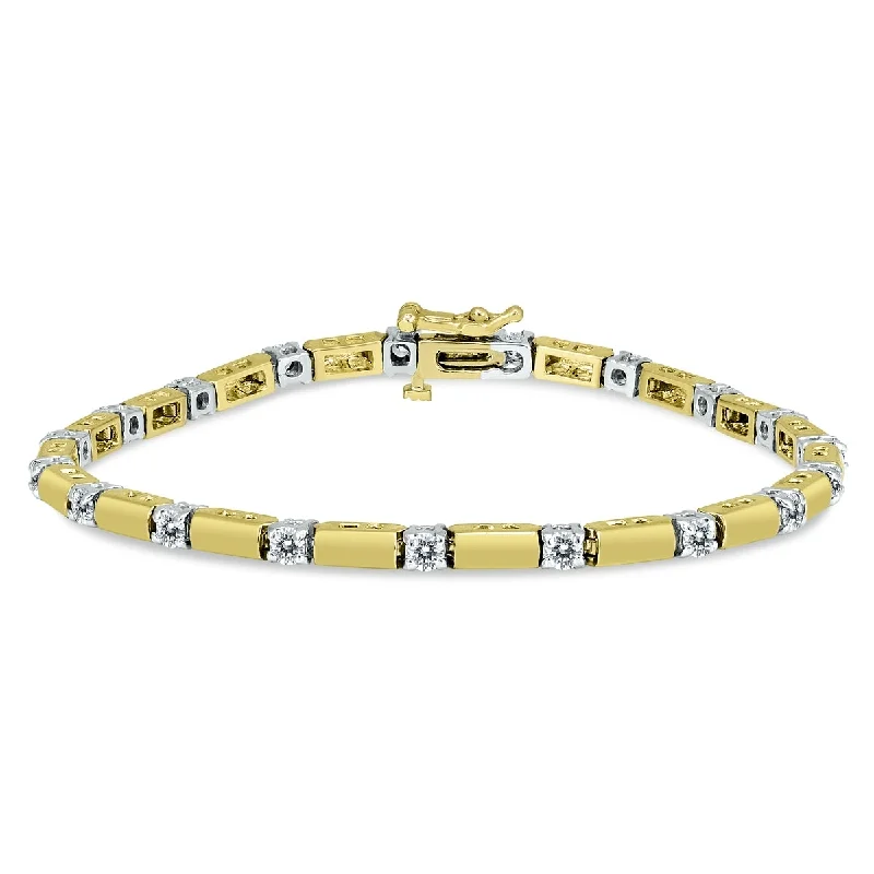 women’s gemstone bracelets-Marquee Certified 1 1/2 Carat Diamond Bracelet in 14K Two Tone Gold