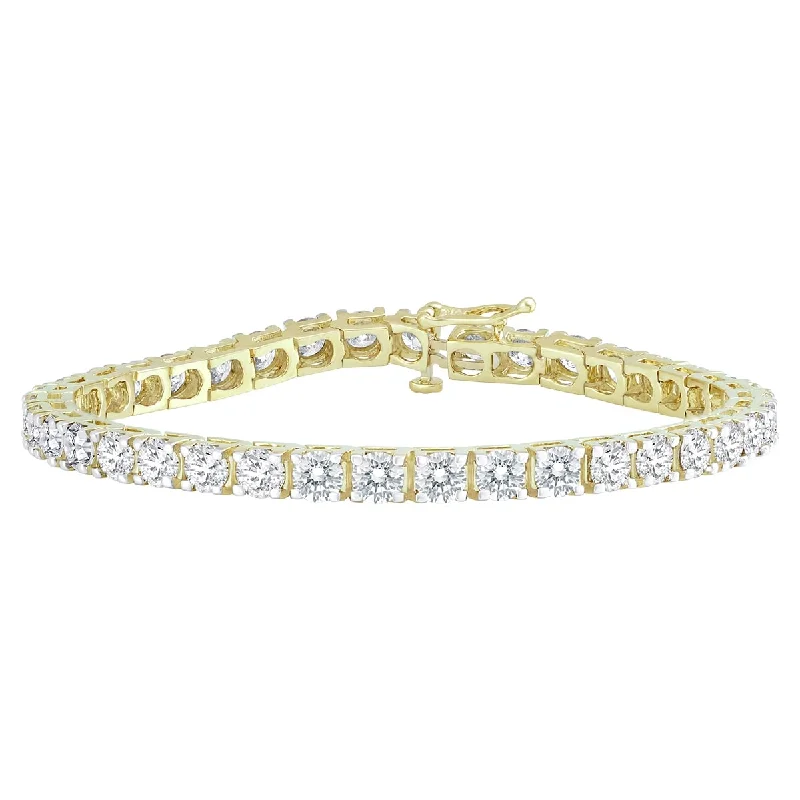 charm bracelets for gifts-Marquee Certified 11 Carat TW Classic Diamond Tennis Bracelet in 14K Yellow Gold