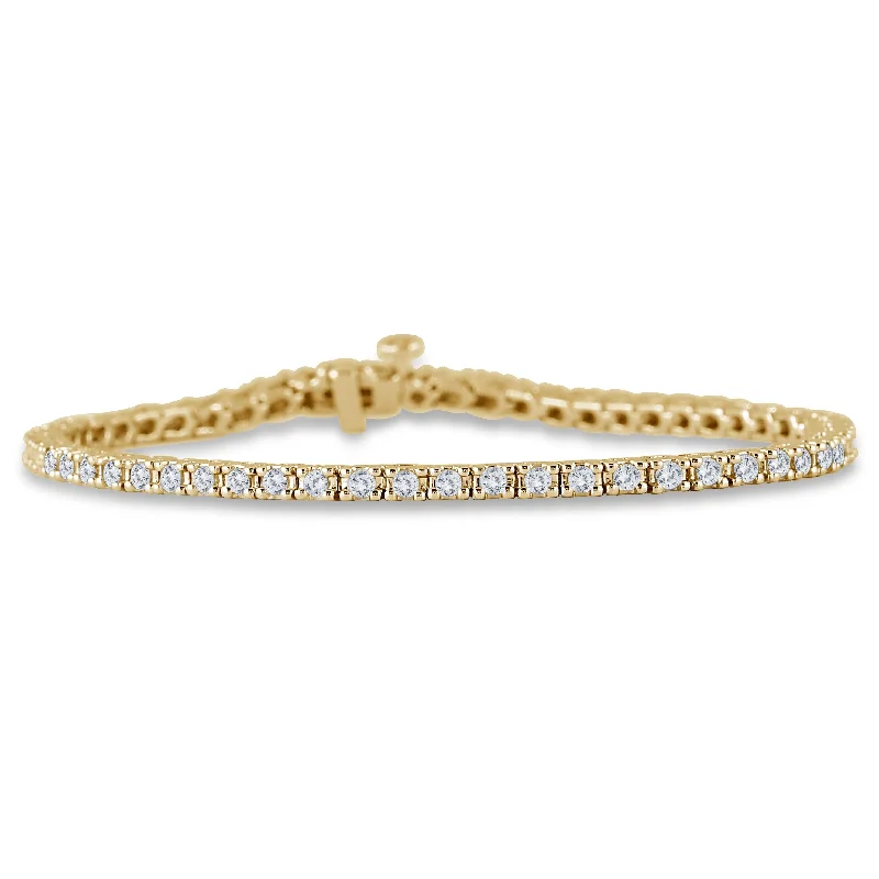 personalized charm bracelets-Marquee Certified 2 Carat TW Classic Diamond Tennis Bracelet in 10K Yellow Gold