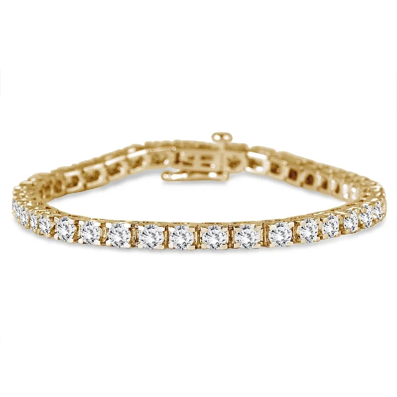 gold tennis bracelets-Marquee Certified 7 Carat TW Diamond Tennis Bracelet in 14K Yellow Gold