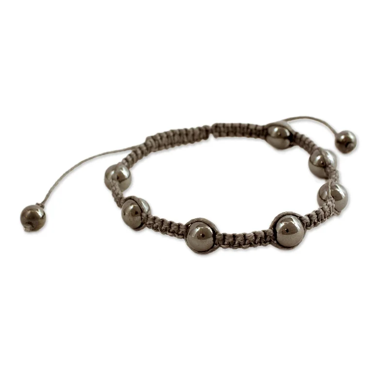 diamond tennis bracelets-NOVICA Handmade Hematite Shambhala-Style Bracelet, 'Blissful Relationships' (India)