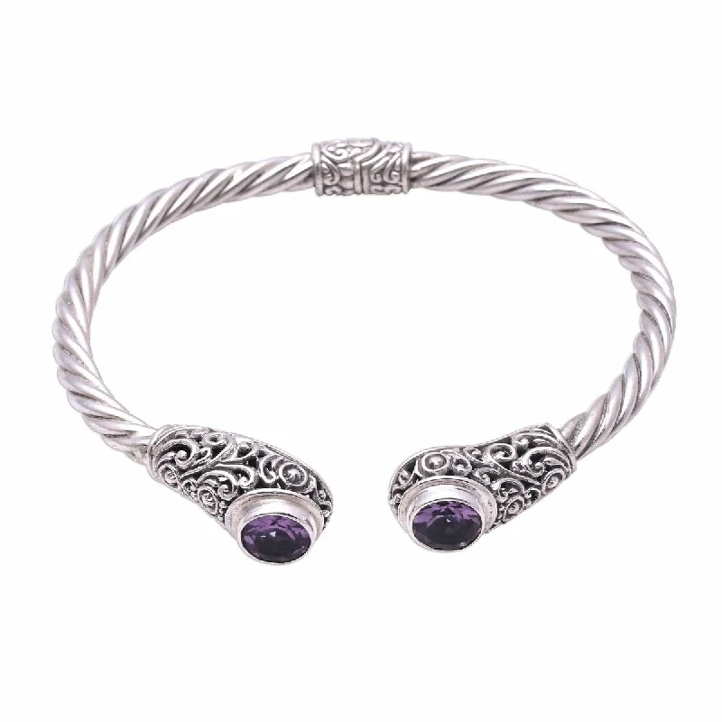 bracelets for brides-NOVICA Royal Pattern, Amethyst cuff bracelet