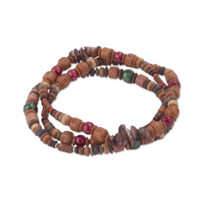 cuff bracelets for men-NOVICA Stalwart, Jasper and ceramic beaded stretch bracelets (set of 3)