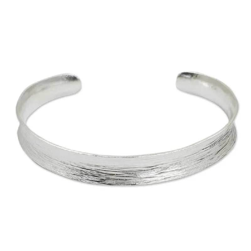 women’s pearl bracelets-NOVICA Sterling Silver Cuff Bracelet, 'Luminosity' (Thailand) - 7'6" x 9'6"