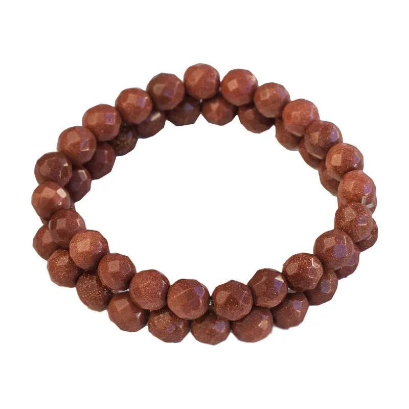 women’s stretchy bracelets-NOVICA Strength and Energy, Sunstone beaded stretch bracelets (pair)