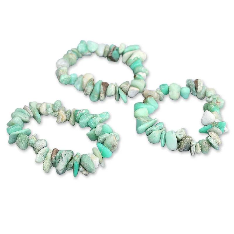 boho style bracelets-Set of 3 Chrysoprase 'Wonders' Beaded Bracelets (Brazil)