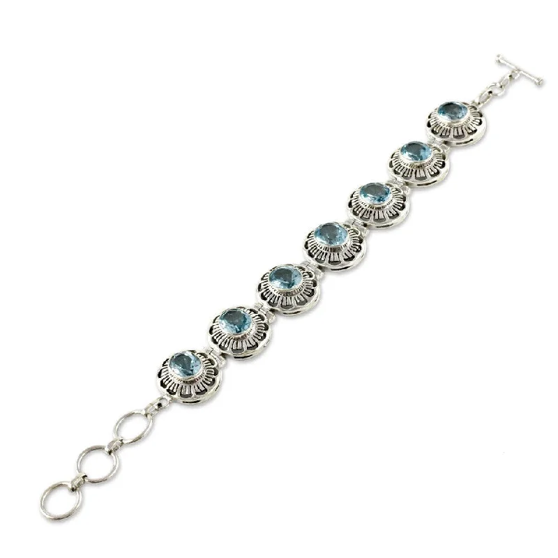 women’s vintage charm bracelets-Sterling Silver Blue Topaz 'Sky Blossom' Bracelet