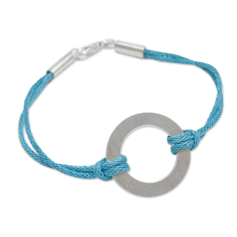 handmade leather bracelets for men-Sterling Silver Cotton 'Blue Charm' Cord Bracelet (Peru)