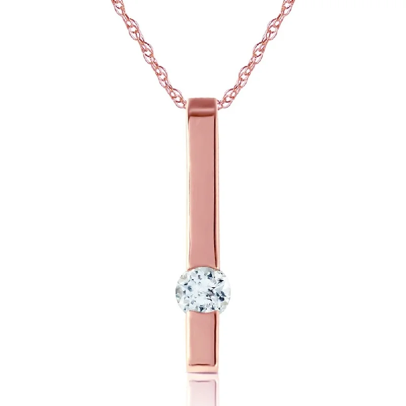 spiritual necklace for women -0.25 Carat 14K Rose Gold Bar Aquamarine Necklace