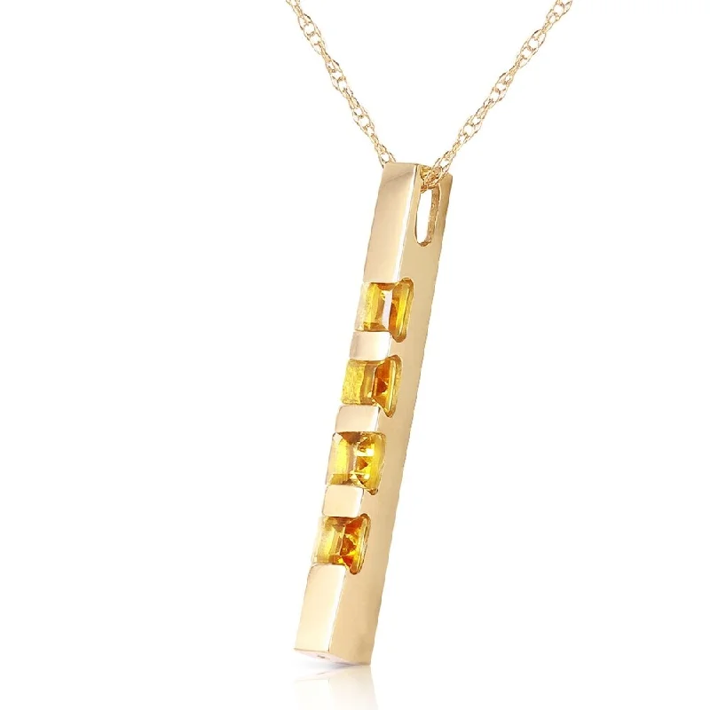 layered necklace set for women -0.35 CTW 14K Solid Gold Necklace Bar Natural Citrine