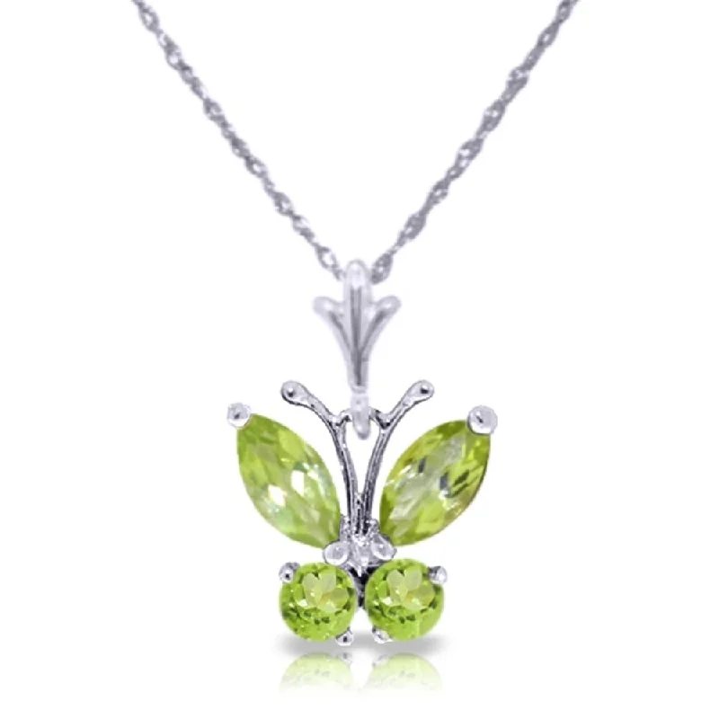 personalized charm necklace for moms -0.6 Carat 14K White Gold Butterfly Necklace Peridot