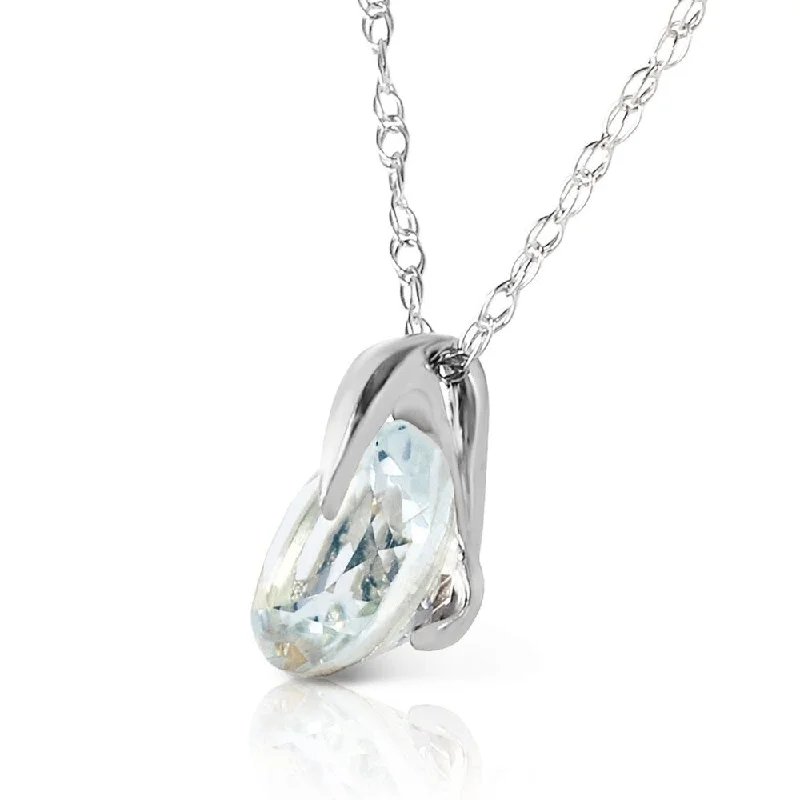 sterling silver heart pendant for women -0.65 Carat 14K Solid White Gold Best Of Times Aquamarine Necklace