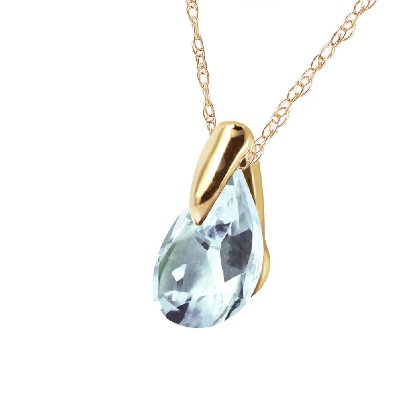 gold chain necklace for men -0.68 CTW 14K Solid Gold Necklace Natural Aquamarine