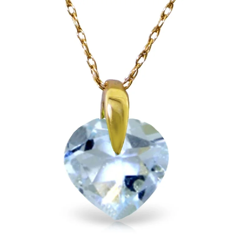 black pendant necklace for men -1.15 Carat 14K Gold Break My Heart Aquamarine Necklace