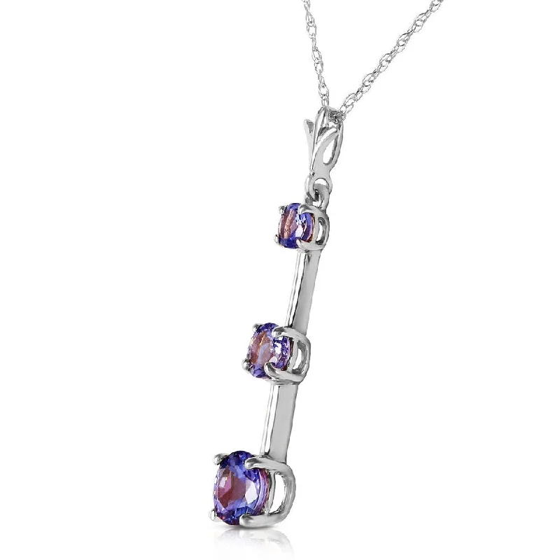 minimalist diamond necklace -1.25 CTW 14K Solid White Gold Wished For Reaches Tanzanite Necklace